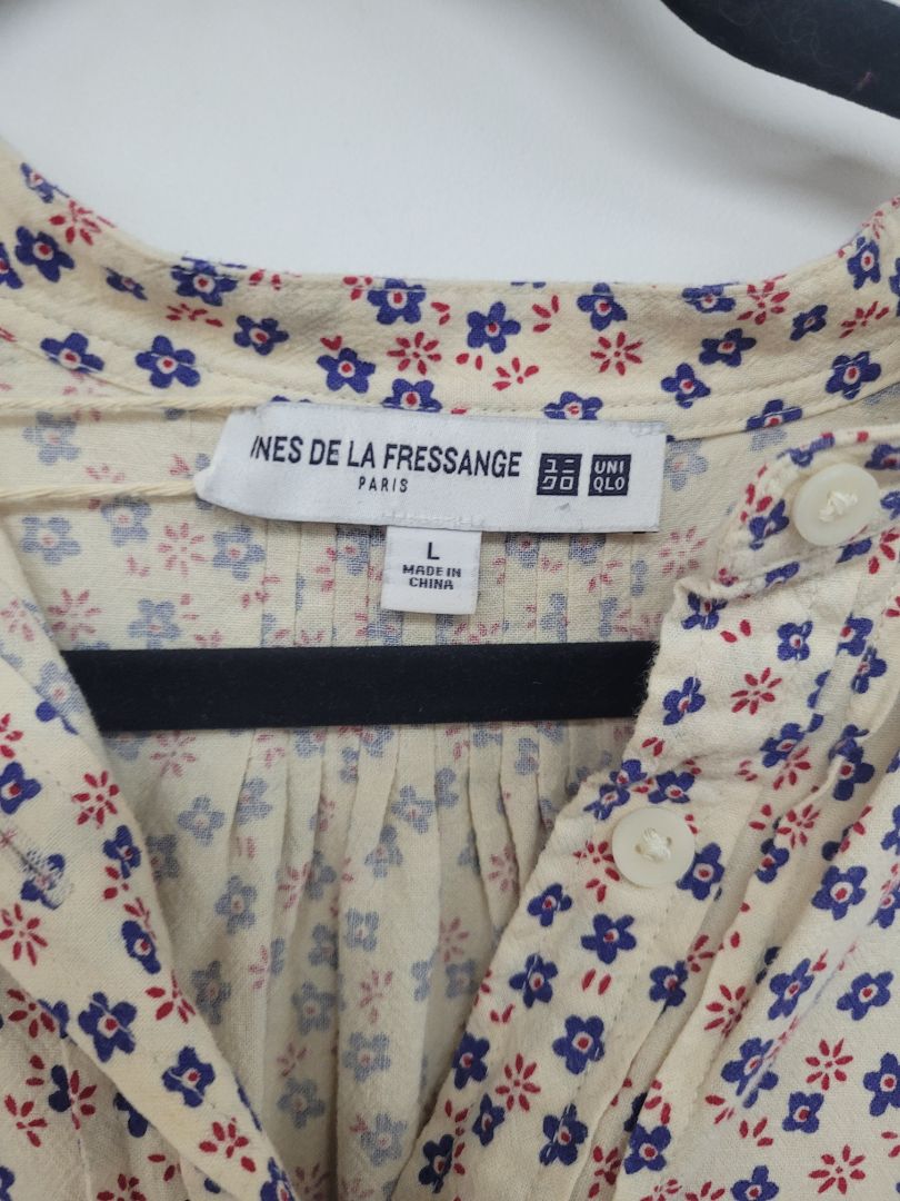 Cream with flowers Uniqlo Long Sleeve Top, L