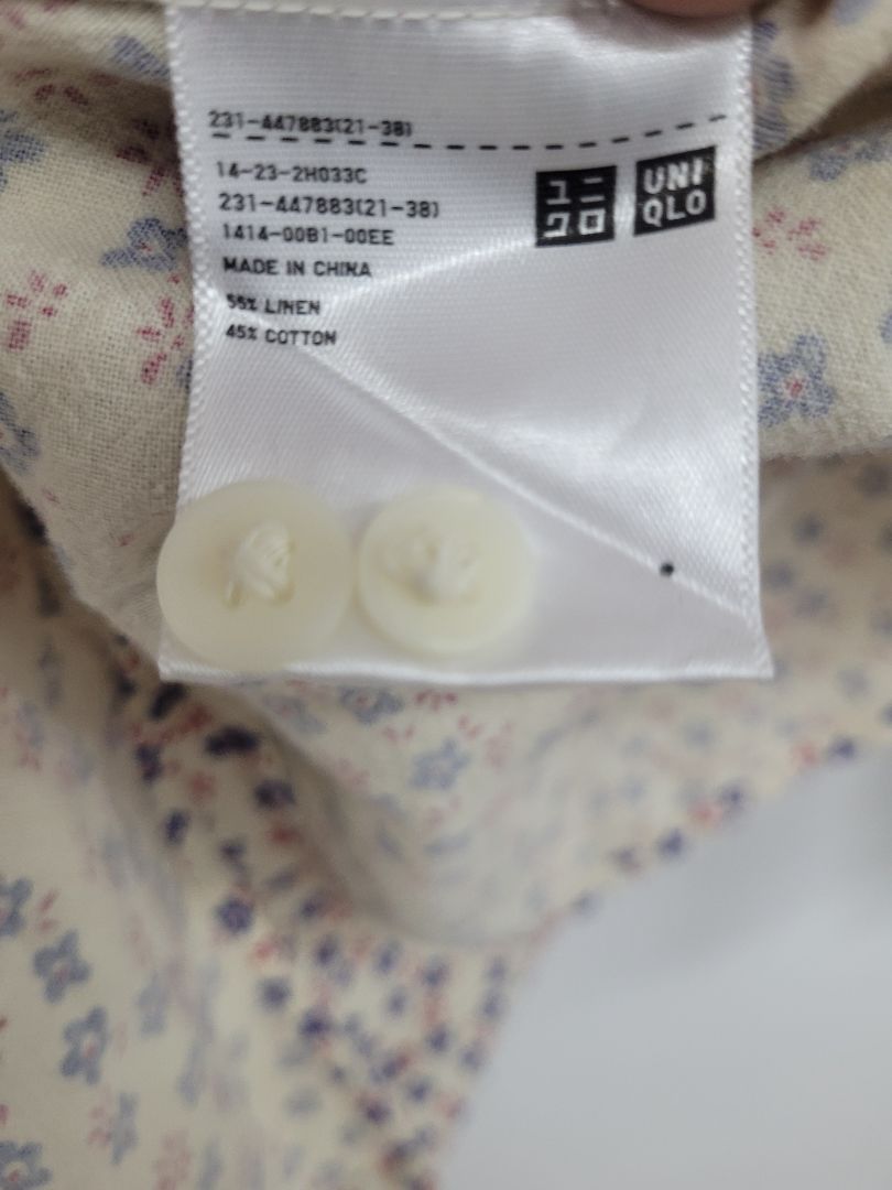 Cream with flowers Uniqlo Long Sleeve Top, L