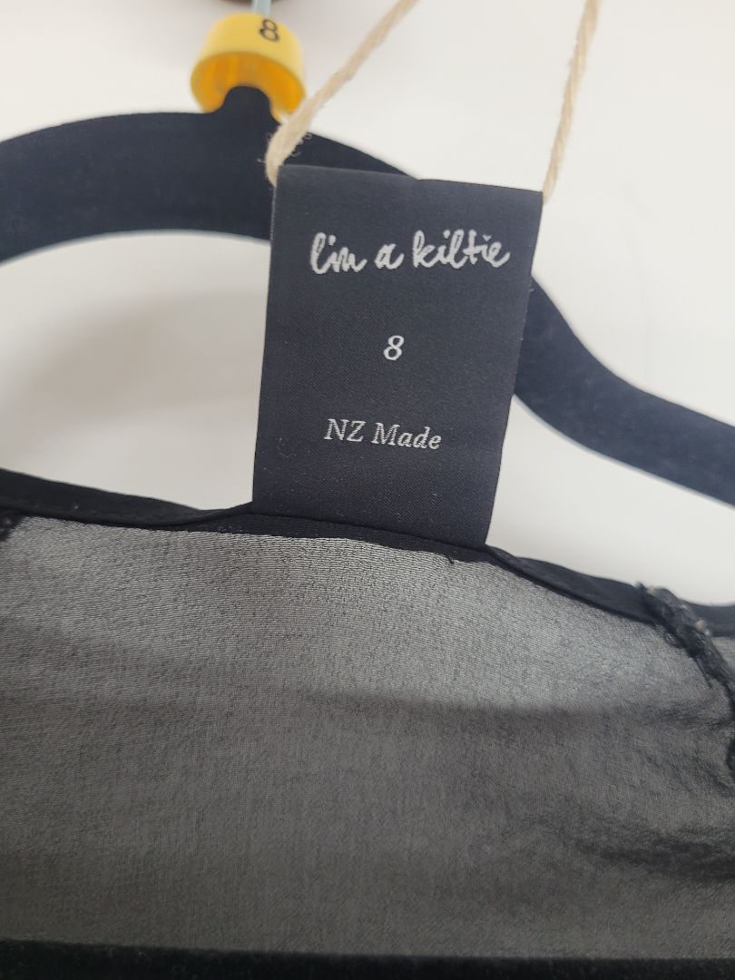 Black Kilt Short Sleeve Top, 8