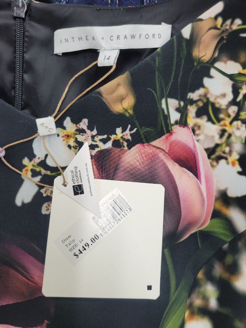 Floral Anthea crawford Tulip dress new with tags, 14