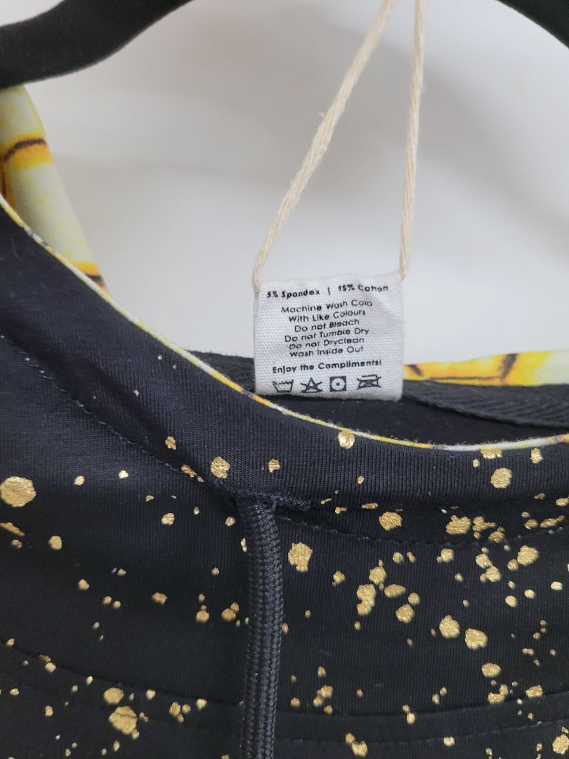 Black and gold with hood Etc Dress, XL