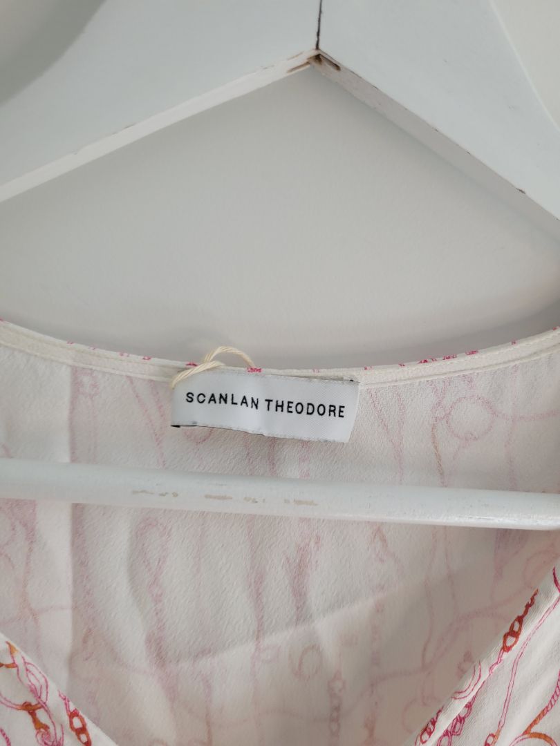 White and pink Scanlan & theodore Long Sleeve Top, 10