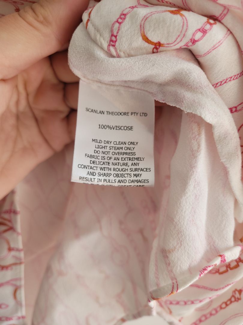 White and pink Scanlan & theodore Long Sleeve Top, 10