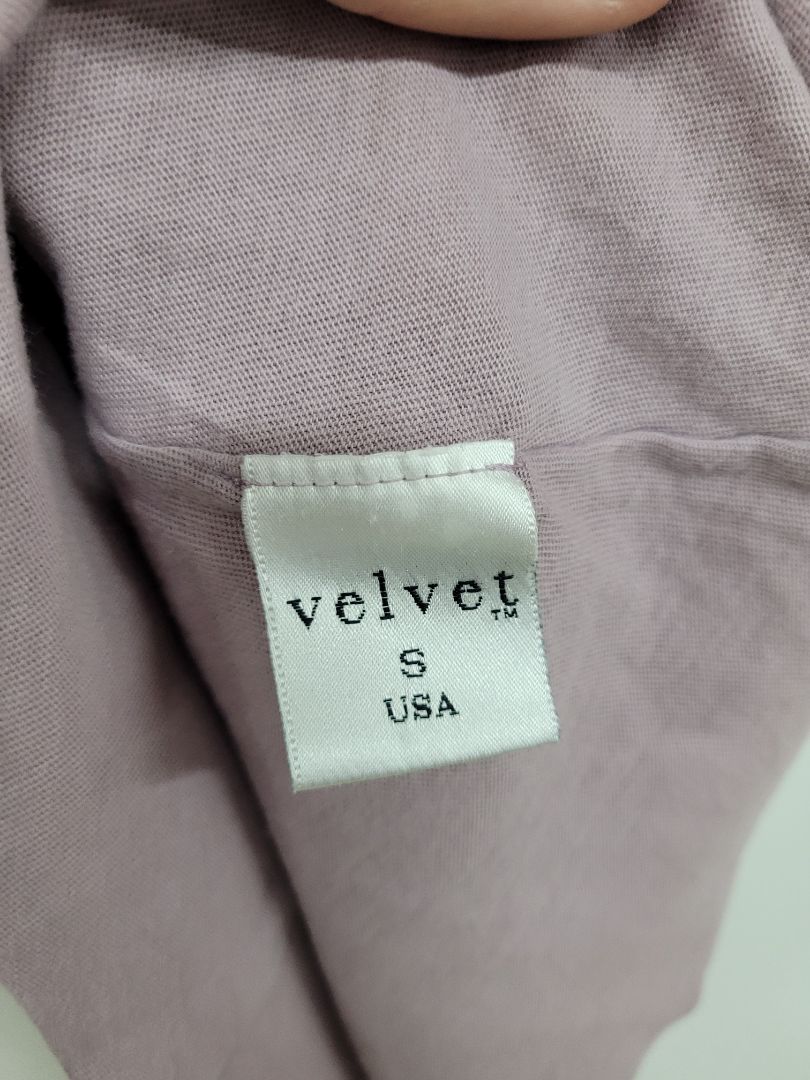 Purple Velvet Long Sleeve Top, S