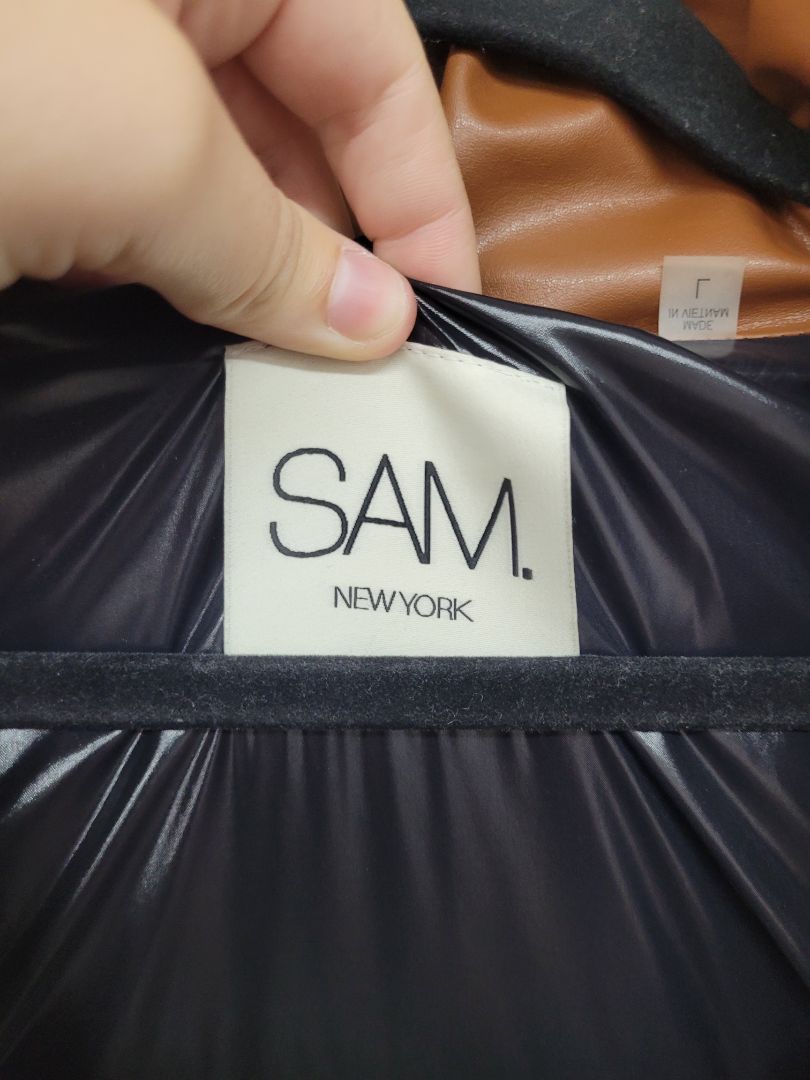 Brown Sam new york Vegan leather isabel jacket, L