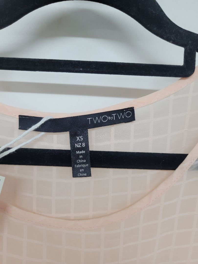 Pink and grey Two by two Long Sleeve Top, XS