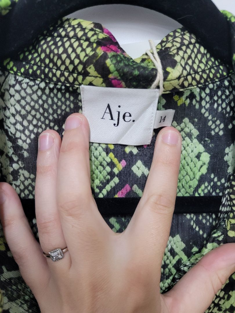 Green black AJE Blouse, 14
