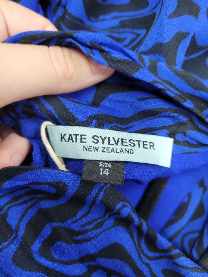 blue,black Kate Sylvester Long Sleeve Top, 14