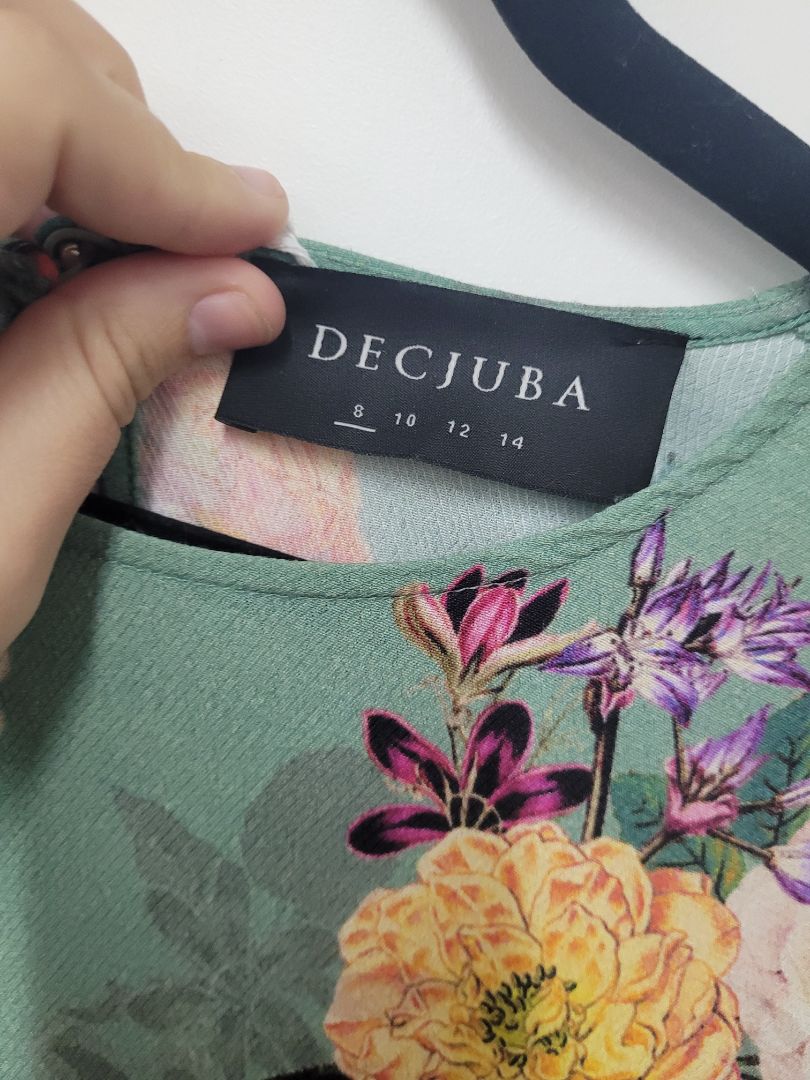 Green floral Decjuba Long Sleeve Top, 8