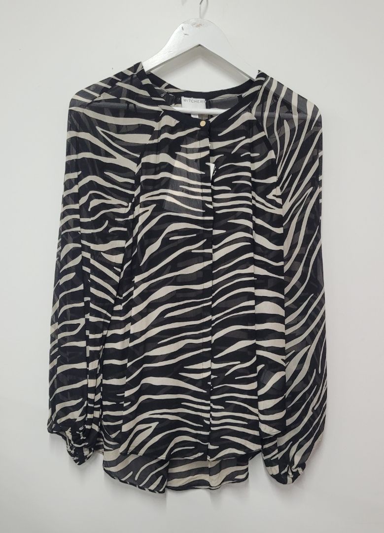 Black and white Witchery Long Sleeve Top, 10