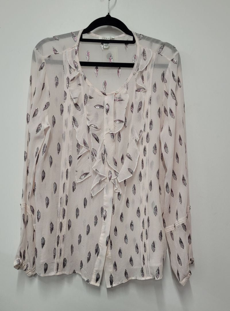 Pink with purple glitz Verge Long Sleeve Top, S