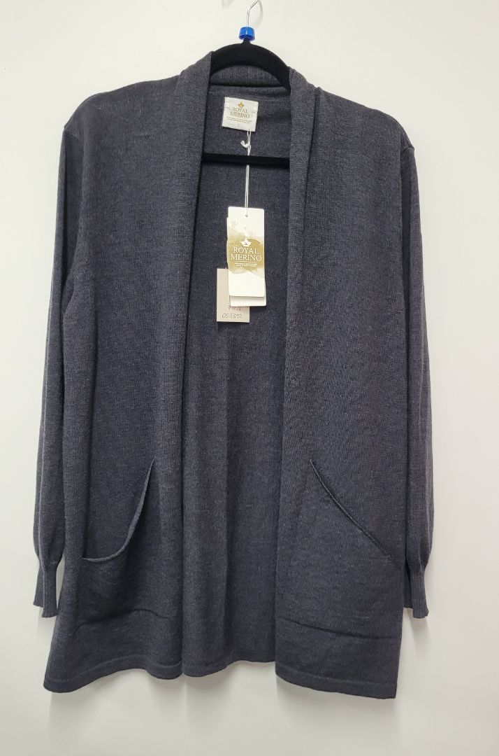 Grey Royal merino Cardigan, L