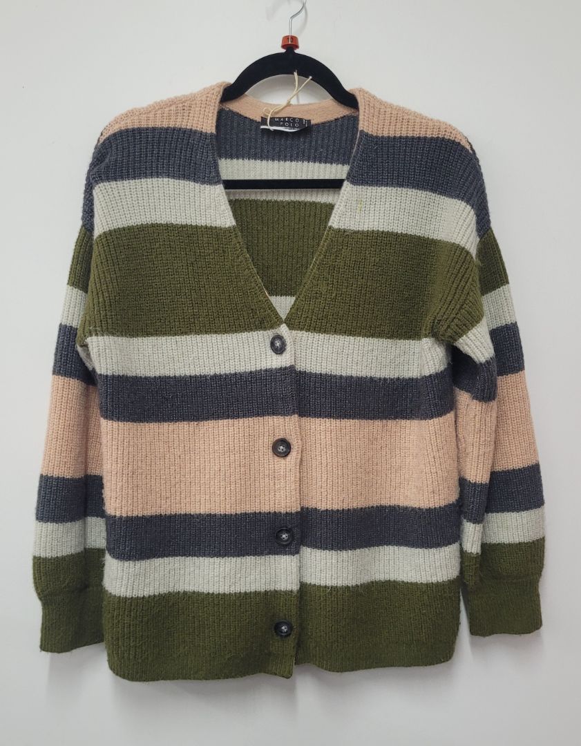 Green grey pink Marco polo Cardigan, S