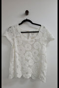 White Design Nation Crochet Top, M/L
