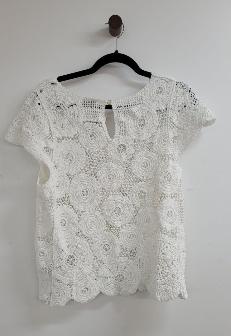 White Design Nation Crochet Top, M/L
