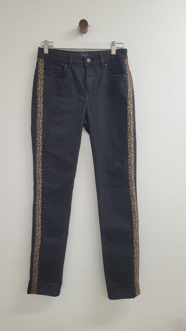 Black with leopard print down the sides Joseph Riboff Jeans, 8