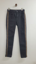 Black with leopard print down the sides Joseph Riboff Jeans, 8