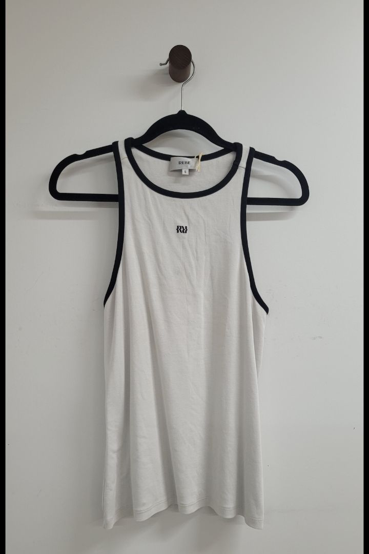 White and black Rebe Short Sleeve Top, S