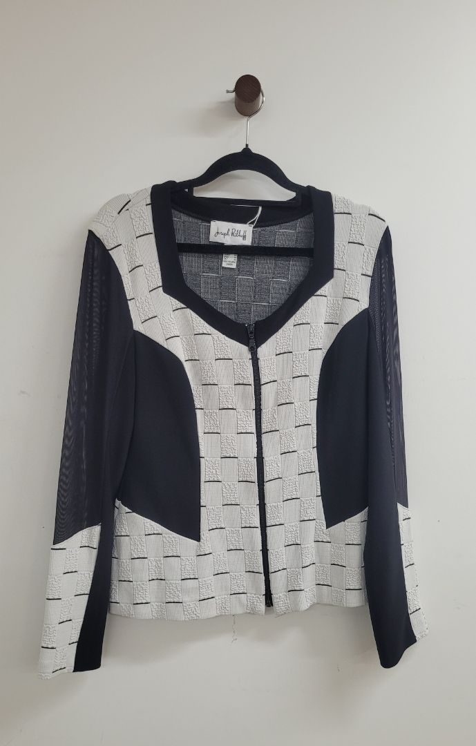 White and black Joseph Riboff Long Sleeve Top, 8