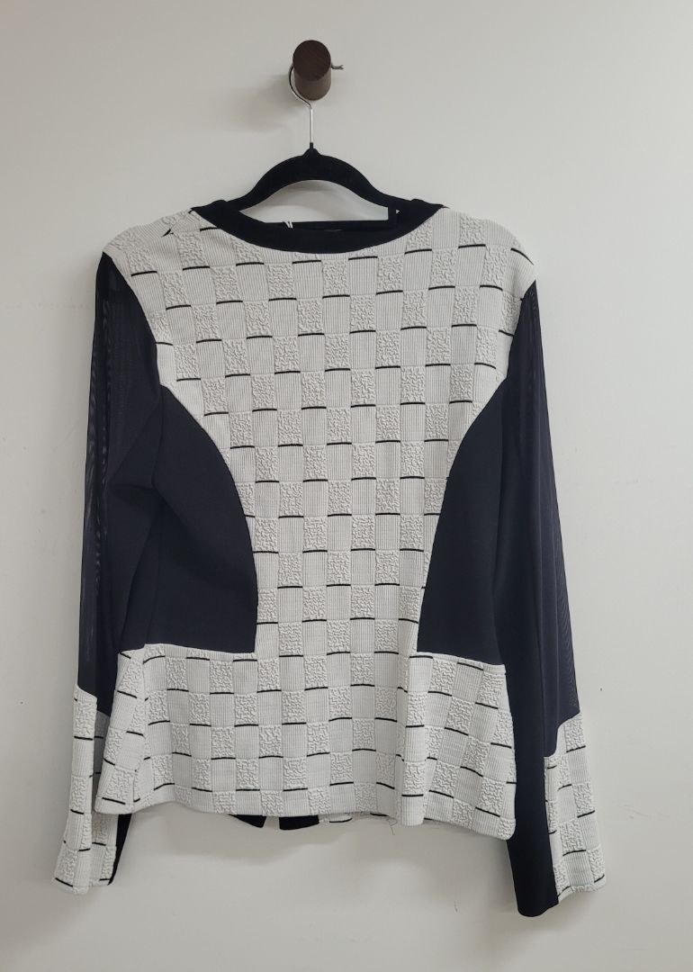 White and black Joseph Riboff Long Sleeve Top, 8