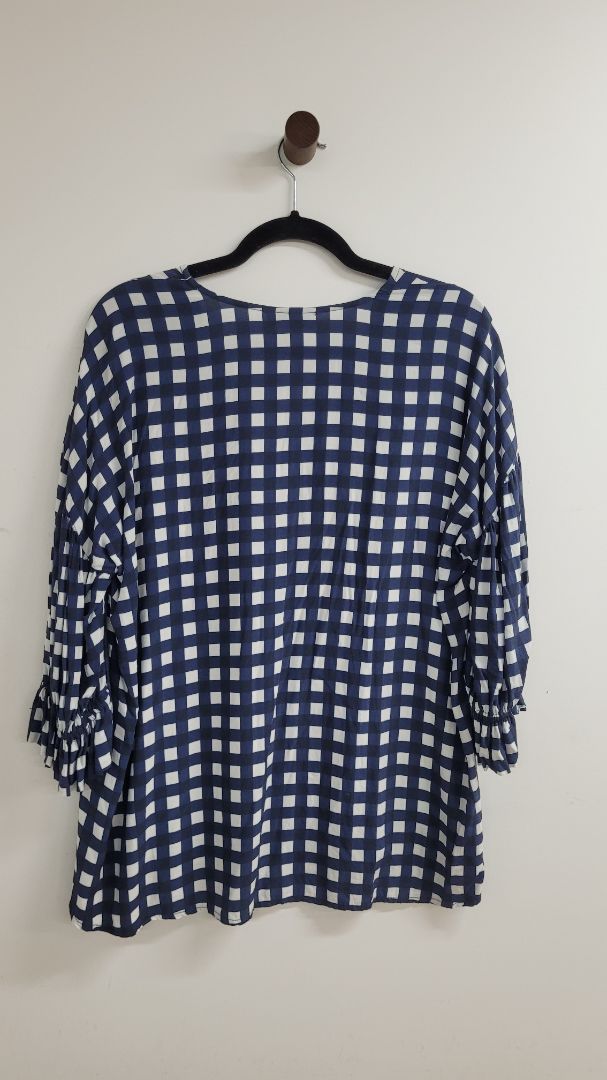 blue and white Brairwood Short Sleeve Top, S