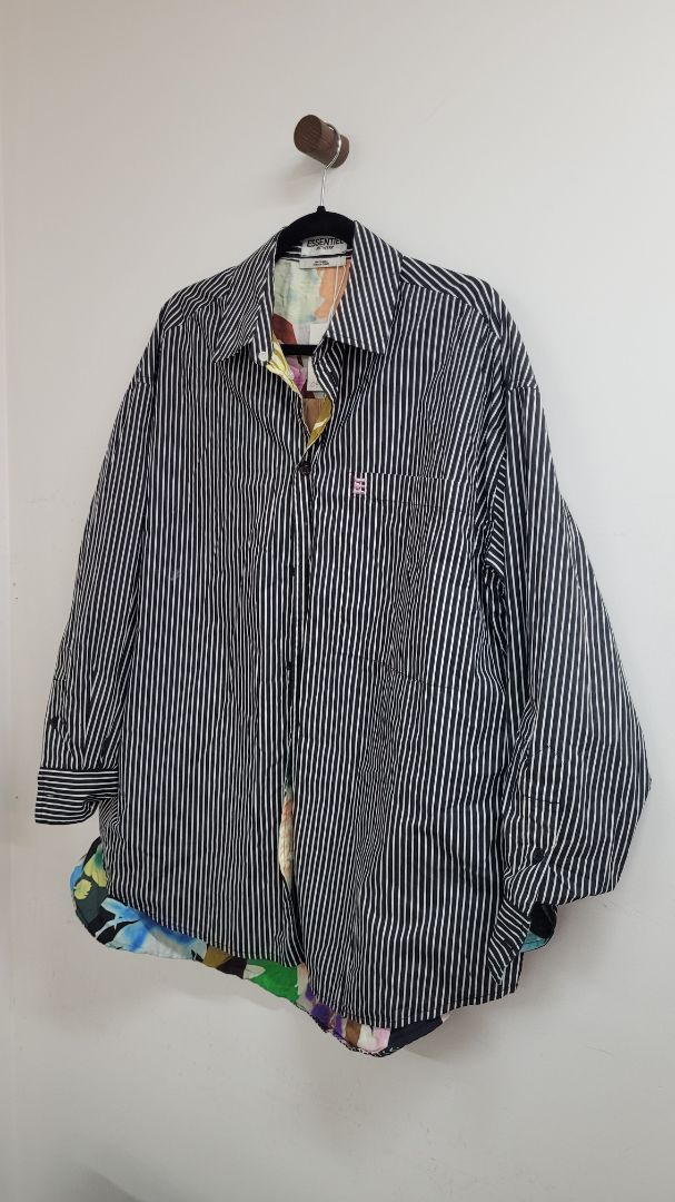 Black white srripes with floral inner Essentiel Antwerp Shirt, XS