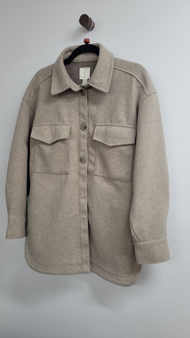 brown h&m shacket, S