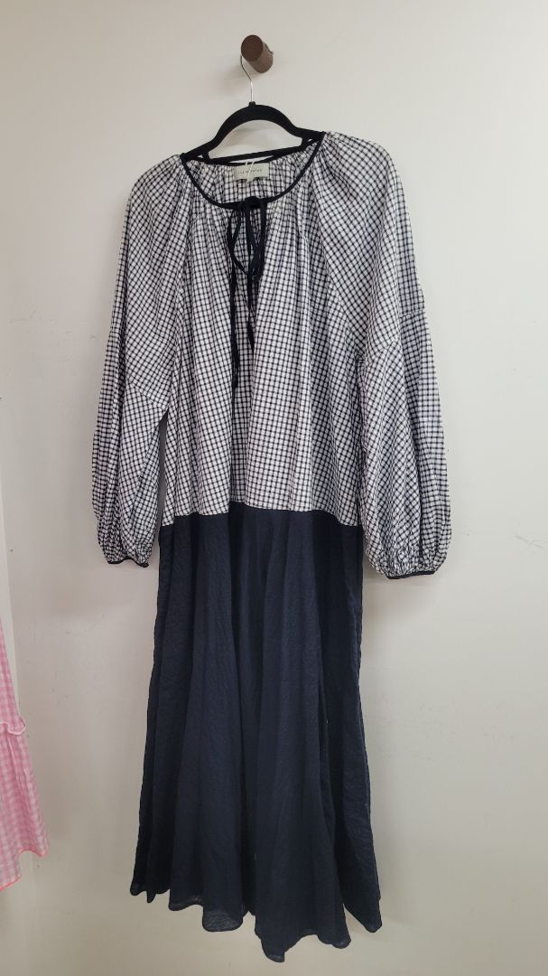 Blue and white Lee Mathews Dress, 4 (XL)