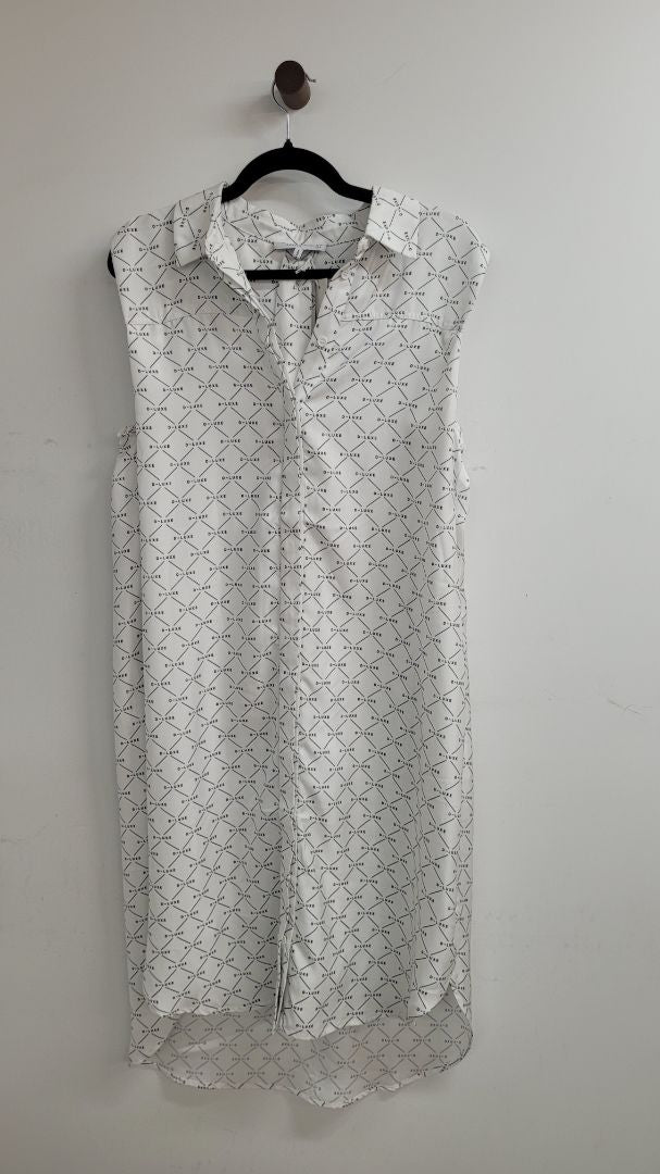 White with black words all over D-Luxe Dress, 8