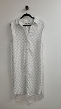 White with black words all over D-Luxe Dress, 8