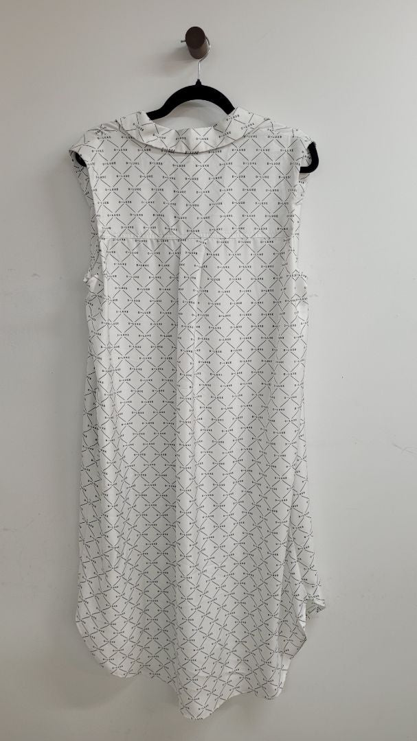 White with black words all over D-Luxe Dress, 8
