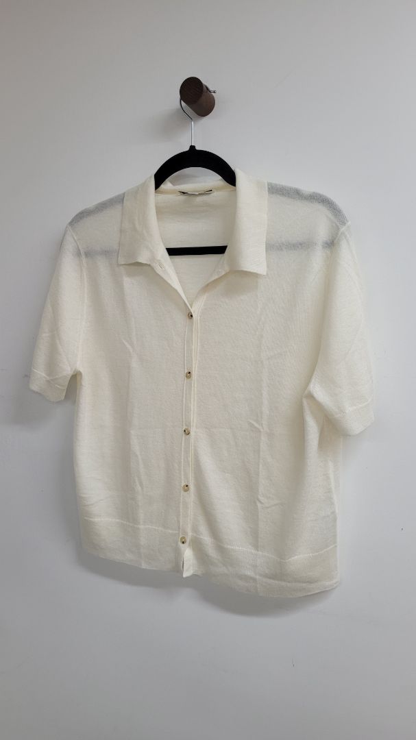 Cream Vince Short Sleeve Top, L