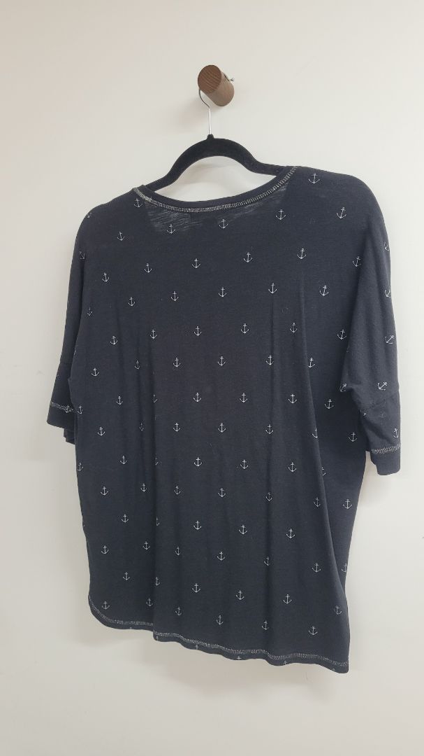 black Verge Short Sleeve Top, S