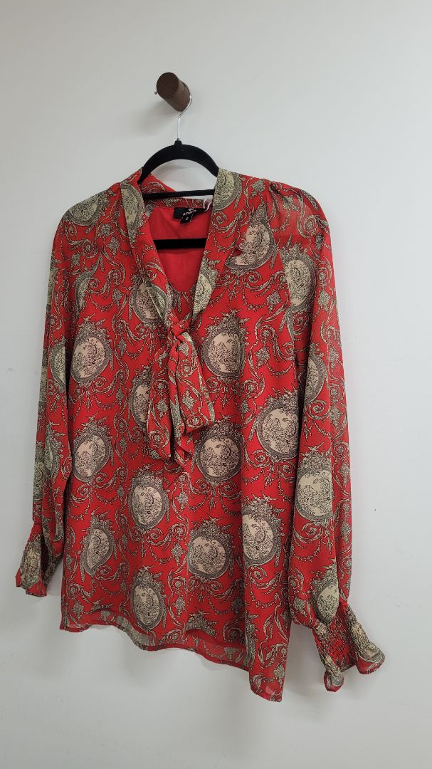 Red Amaya Long Sleeve Top, 8