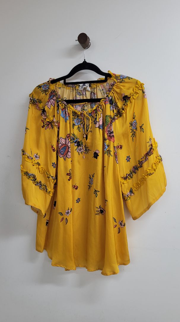 mustard floral Loobies story Short Sleeve Top, 12