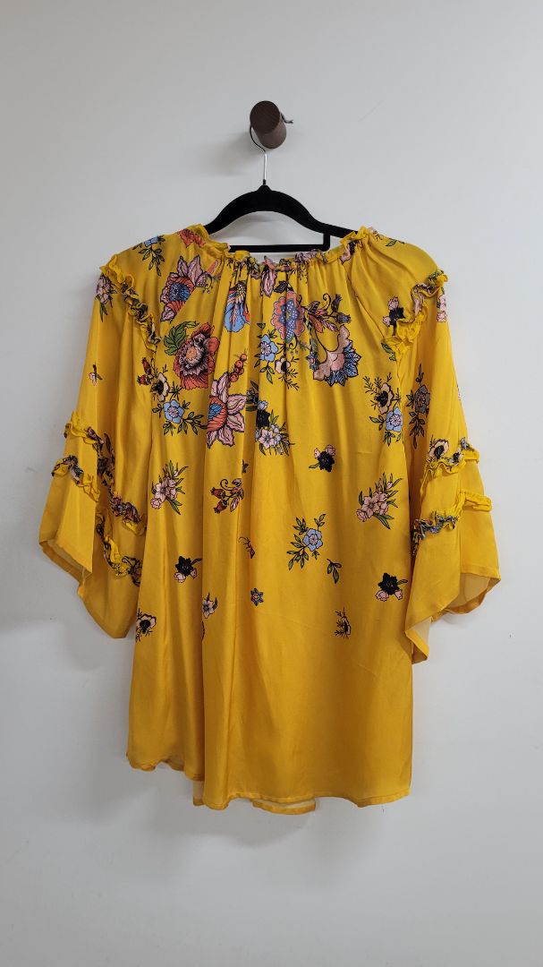 mustard floral Loobies story Short Sleeve Top, 12