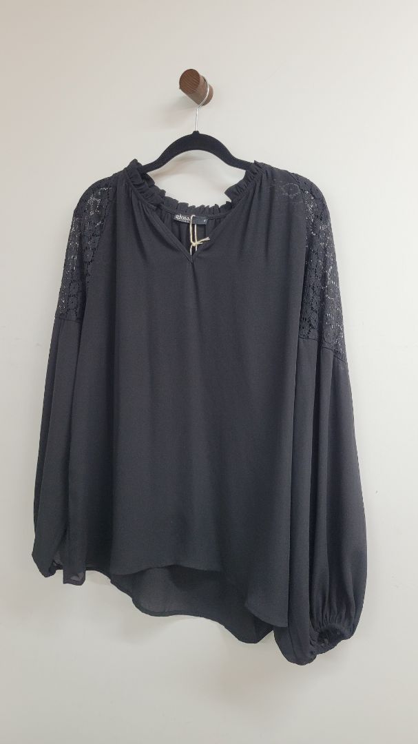 Black Gloss Long Sleeve Top, 12