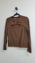 brown Stax Long Sleeve Top, XL