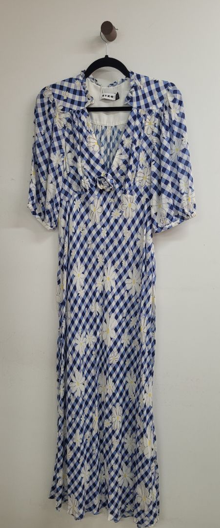 White and blue Rixo Dress, S