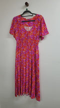 Purple red floral Sunday Boho midi, M