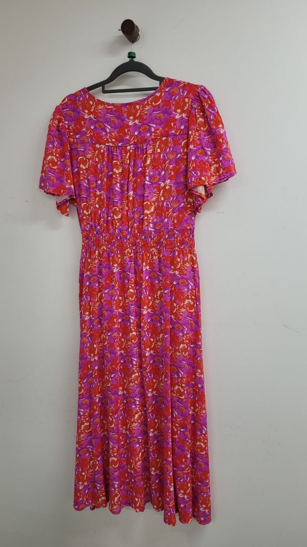 Purple red floral Sunday Boho midi, M