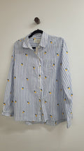 Blue/white with lemons birds of paradise Shirt, M