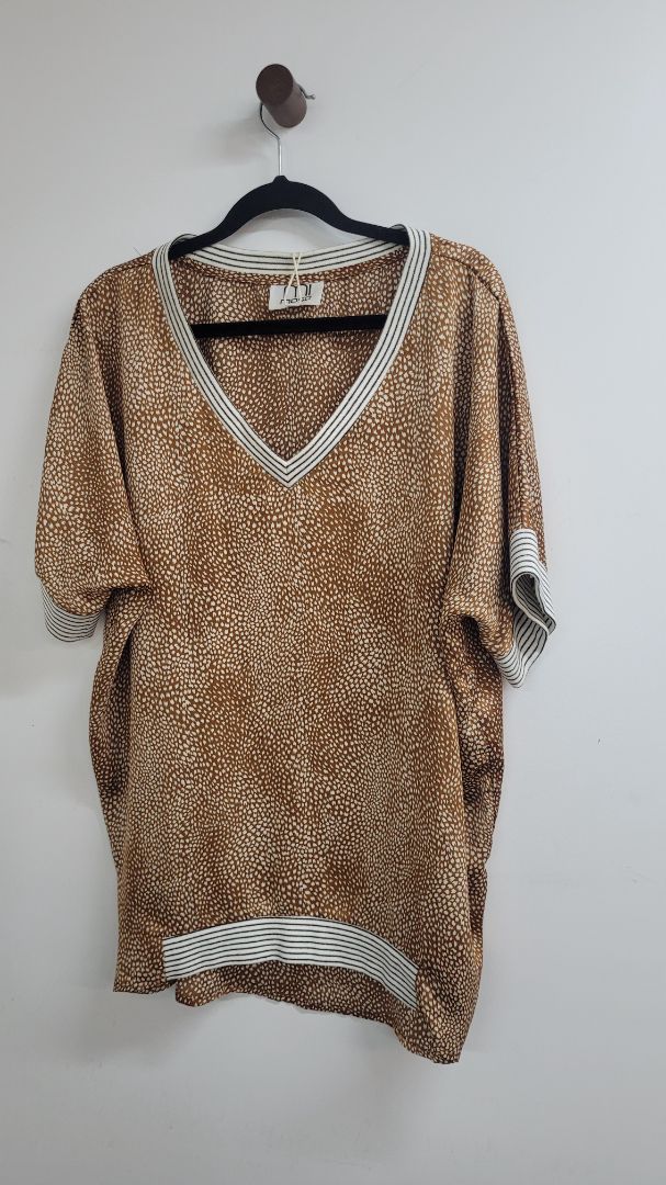 Brown and white Mimoso Short Sleeve Top, 12