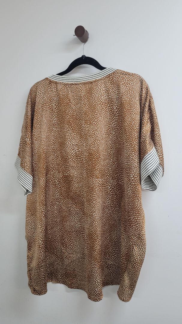 Brown and white Mimoso Short Sleeve Top, 12