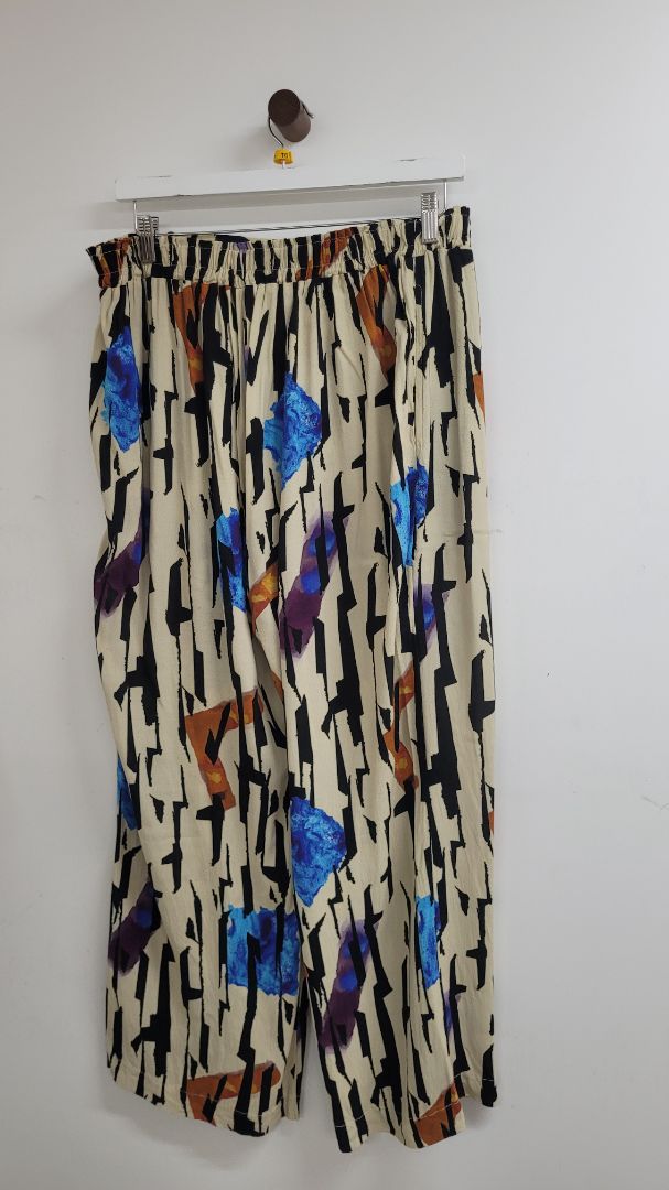 Cream black and blue Nyne Pants, 16