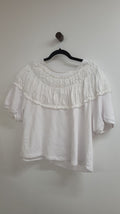 White Anthropologie Short Sleeve Top, L
