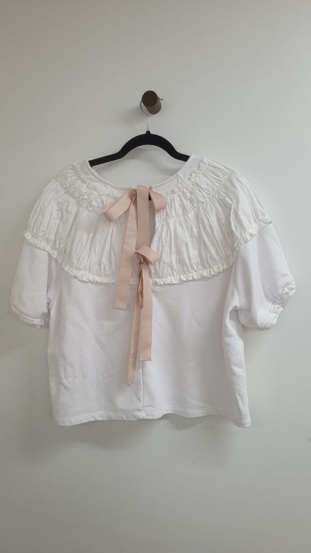 White Anthropologie Short Sleeve Top, L