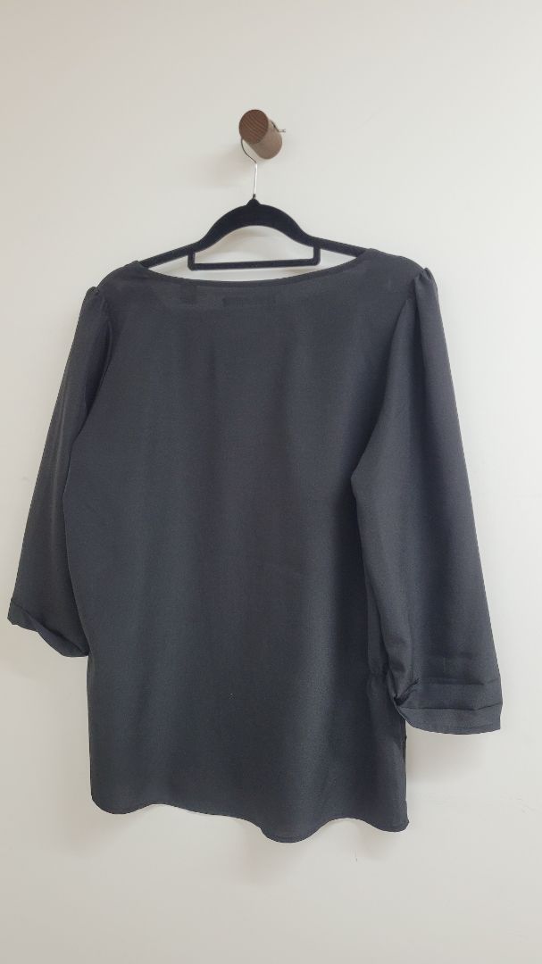 Black Maison Scotch Short Sleeve Top, 2