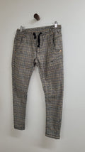 Brown white black plaid Dricoper Pants, 25