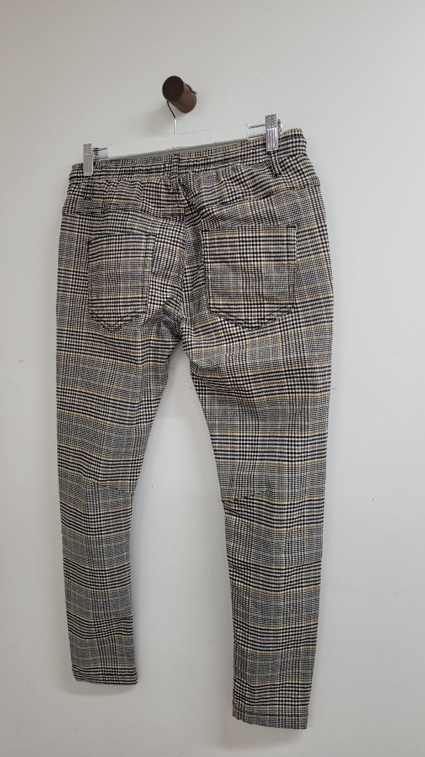 Brown white black plaid Dricoper Pants, 25